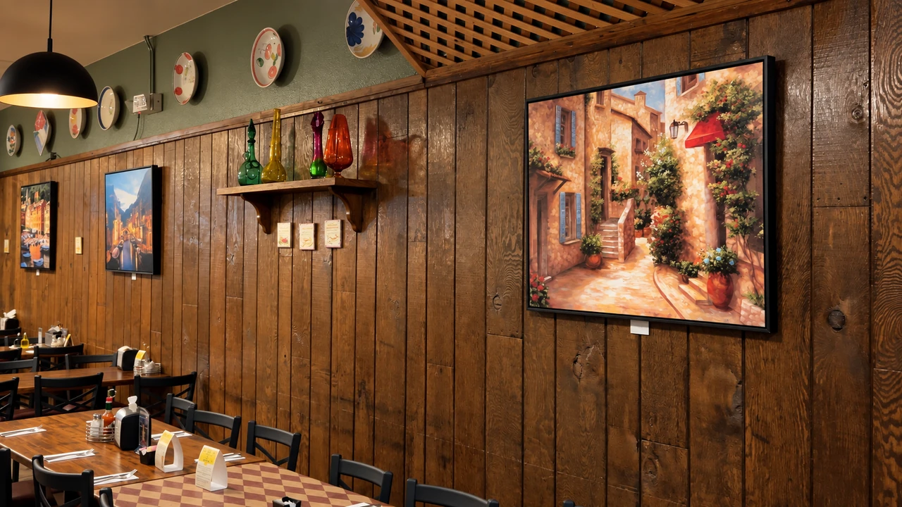 Tables set inside Gumba’s. AI-assisted image.